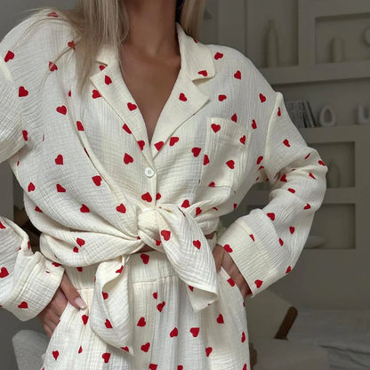 lusailstore - Heart Print Pyjamas Set