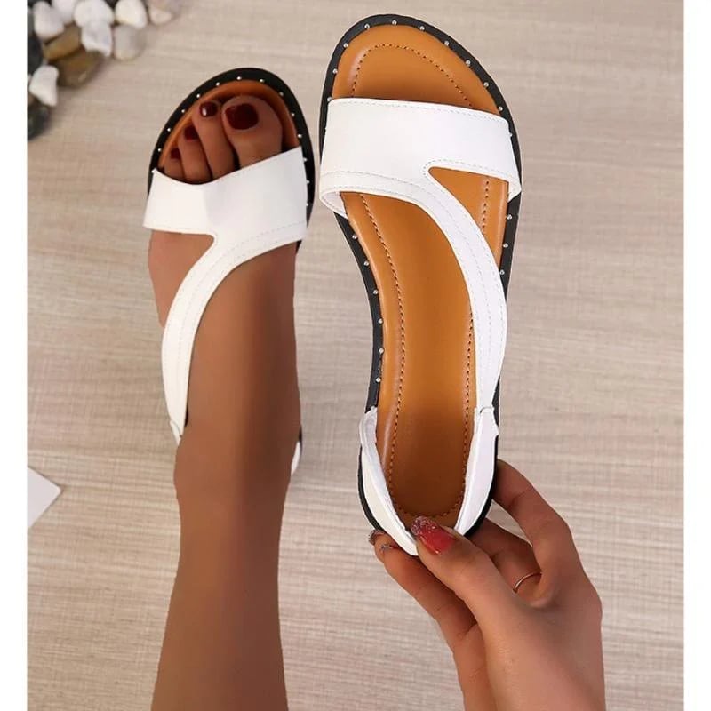 lusailstore- studded open toe flat sandals