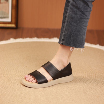 lusailstore- New Thick Soled Women's Fashionable Leather Sandals