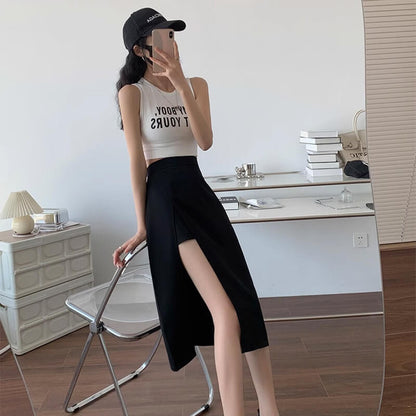 lusailstore-Irregular Slit A-shape Skirt