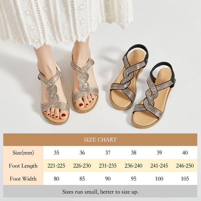 lusailstore - Anti-skid Soft Sole Rhinestone Wedge Heel Sandals