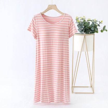 lusailstore-Comfortable And Cozy Cotton Striped Nightgown