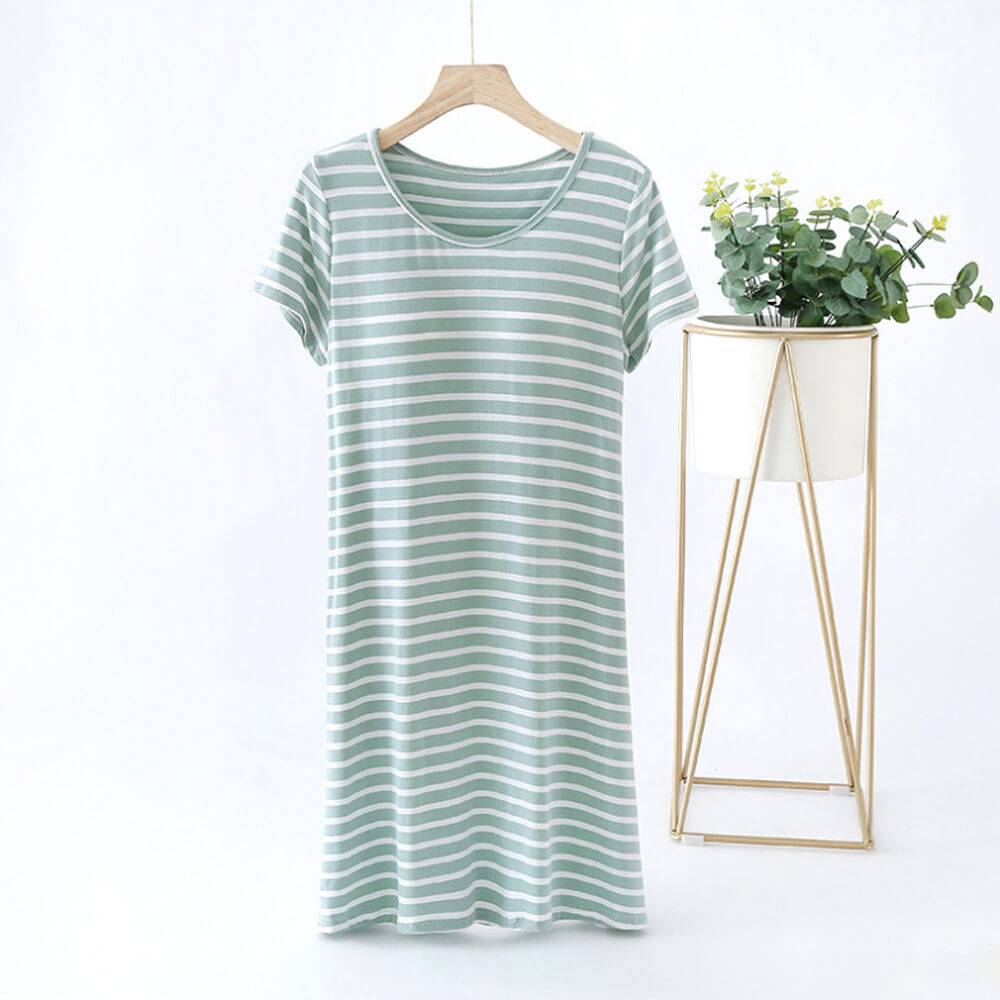 lusailstore-Comfortable And Cozy Cotton Striped Nightgown