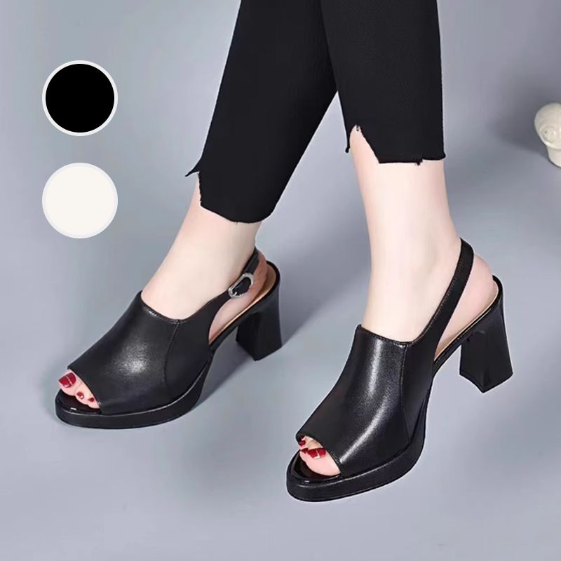 lusailstore-Stylish and Comfortable High Heel Leather Sandals for Women