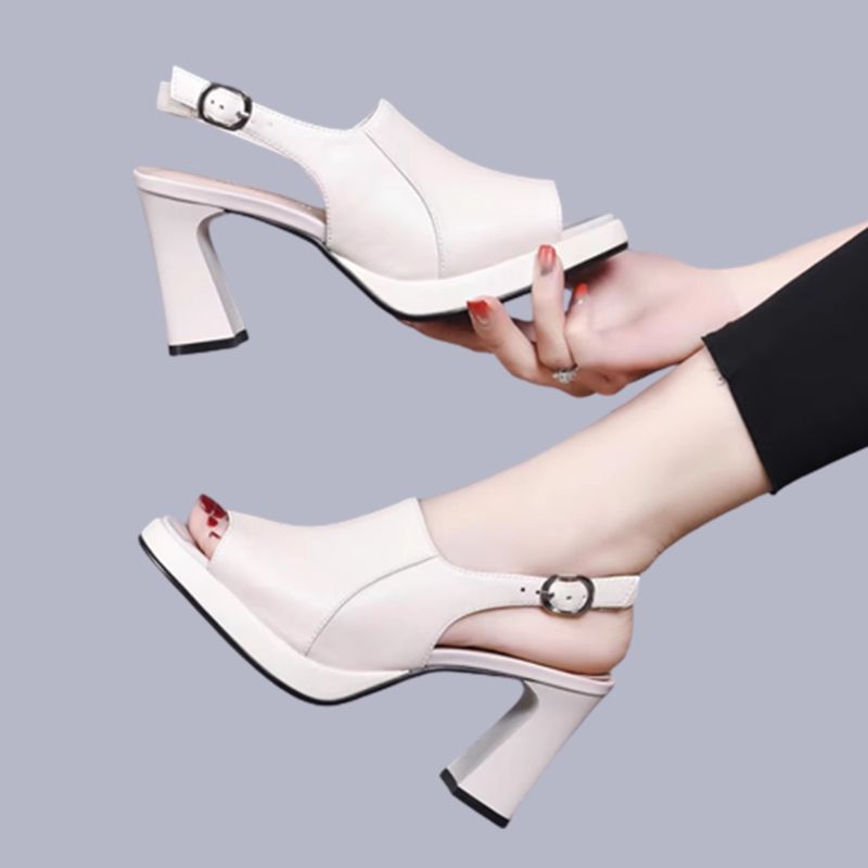 lusailstore-Stylish and Comfortable High Heel Leather Sandals for Women