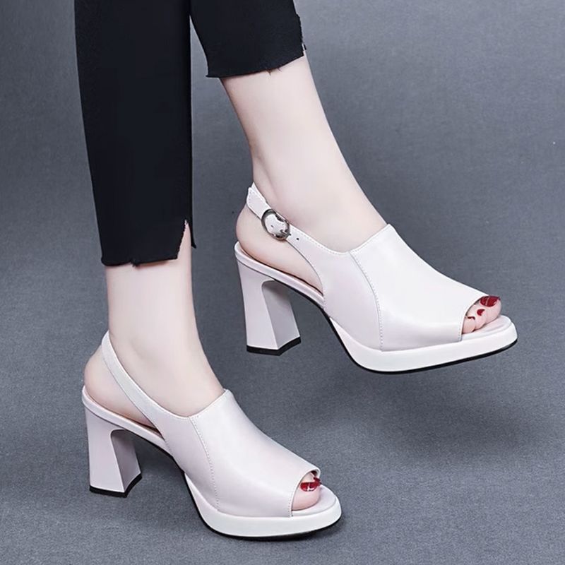 lusailstore-Stylish and Comfortable High Heel Leather Sandals for Women