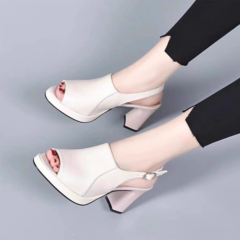 lusailstore-Stylish and Comfortable High Heel Leather Sandals for Women