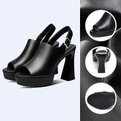 lusailstore-Stylish and Comfortable High Heel Leather Sandals for Women