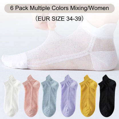 lusailstore-6 Pack Unisex Ultra Thin Mesh Breathable Low Cut Running Ankle Socks