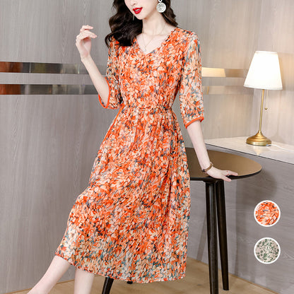 lusailstore-Half-sleeved Floral Dress