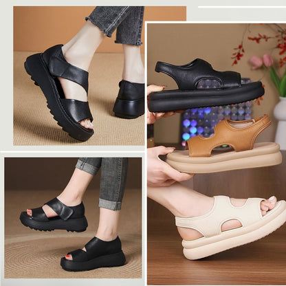 lusailstore-Women's Retro Thick Sole Velcro Sandals