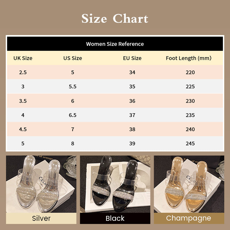 lusailstore - Rhinestone Transparent Strap High-heeled Sandals