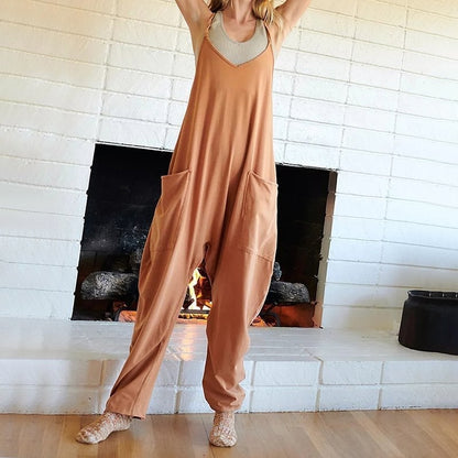 lusailstore - Wide Leg Jumpsuit with Pockets