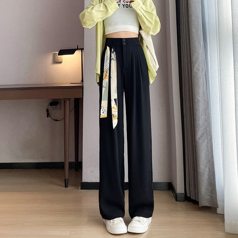 lusailstore-Women's Relaxed Drape Wide Leg Pants