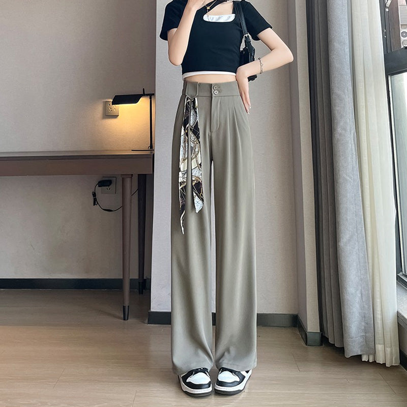 lusailstore-Women's Relaxed Drape Wide Leg Pants