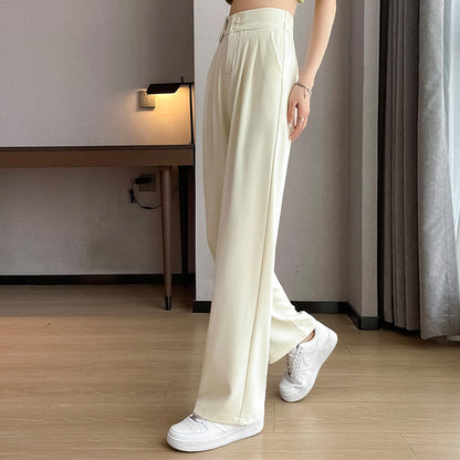 lusailstore-Women's Relaxed Drape Wide Leg Pants