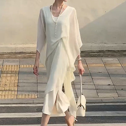 lusailstore-Women's Irregular Hem Off Shoulder Elegant Long Dress