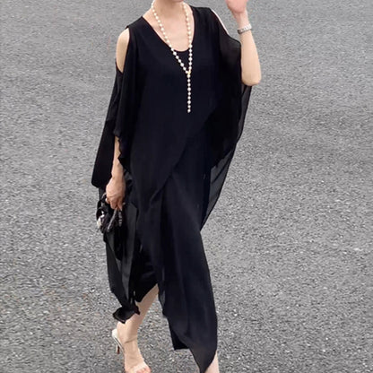 lusailstore-Women's Irregular Hem Off Shoulder Elegant Long Dress