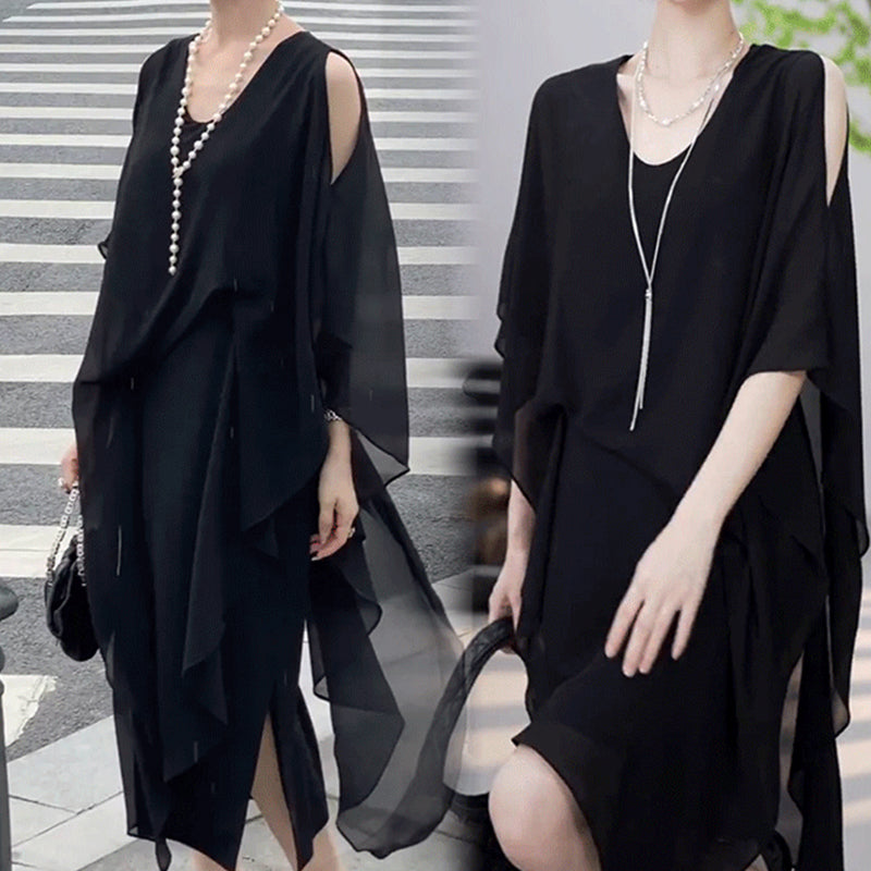 lusailstore-Women's Irregular Hem Off Shoulder Elegant Long Dress