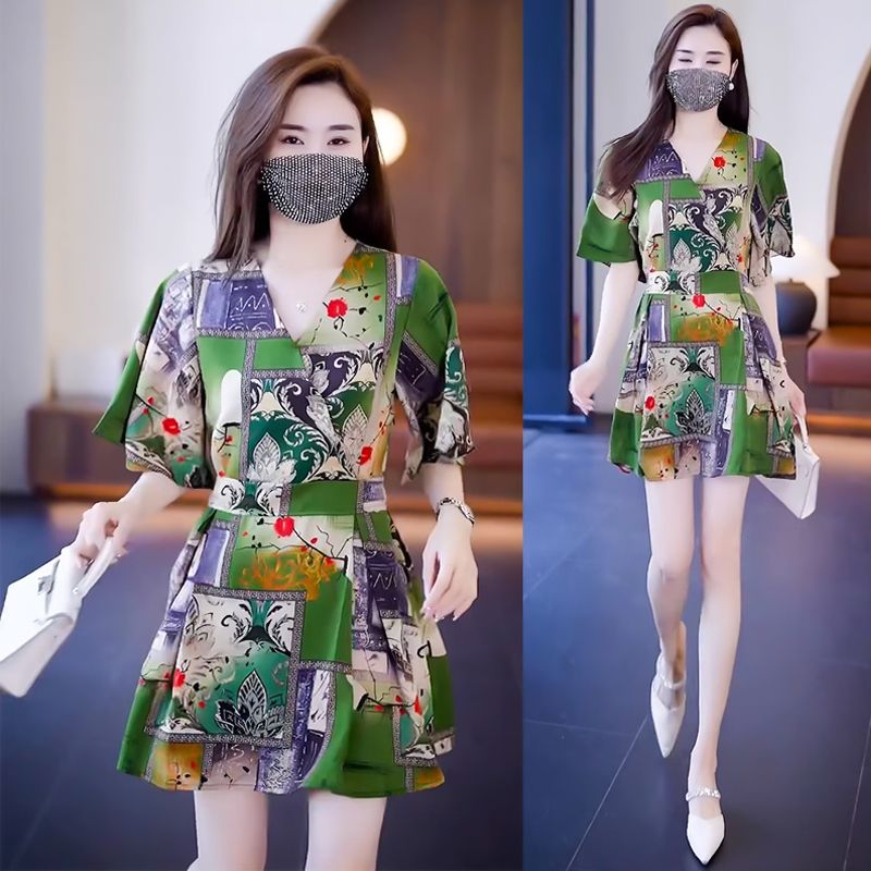 lusailstore -Ladies Stylish Printed Dress 2-piece Set