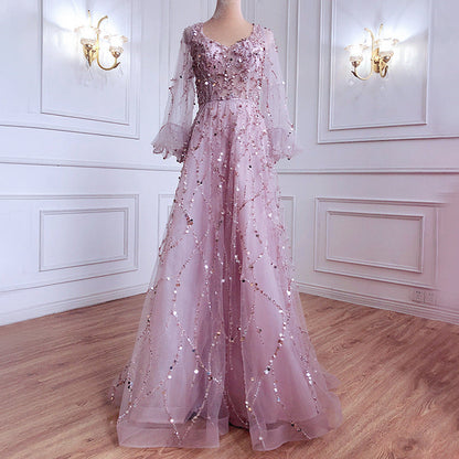 lusailstore-Heavy Industry Beaded Evening Dress Sexy Lady Aura