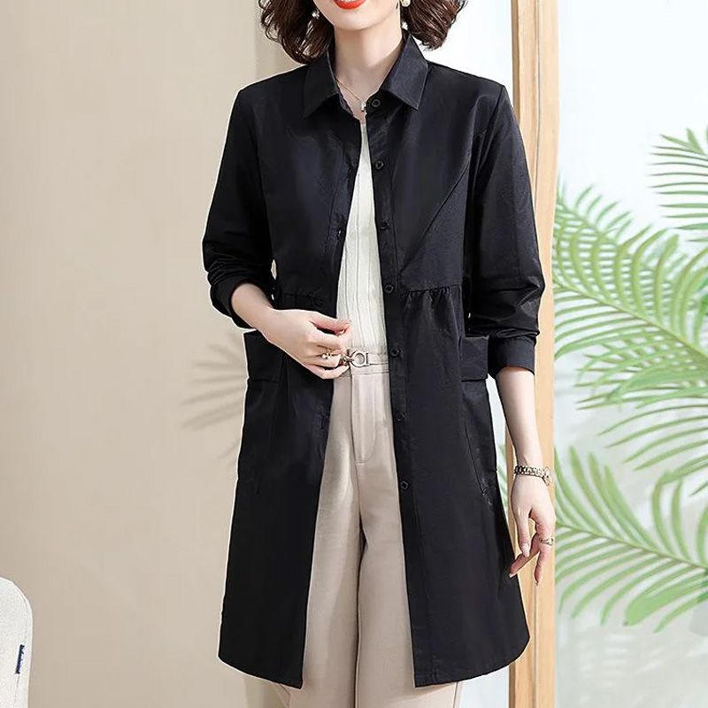 lusailstore - Women’s Mid-length Trench Coat Casual Windbreaker