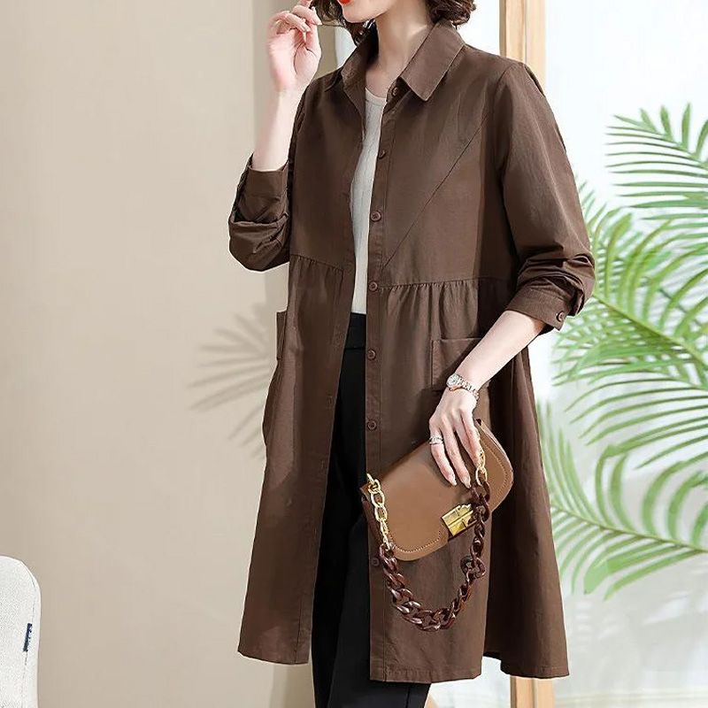 lusailstore - Women’s Mid-length Trench Coat Casual Windbreaker