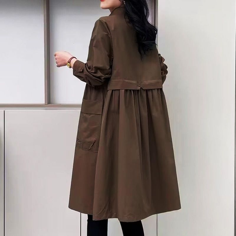 lusailstore - Women’s Mid-length Trench Coat Casual Windbreaker