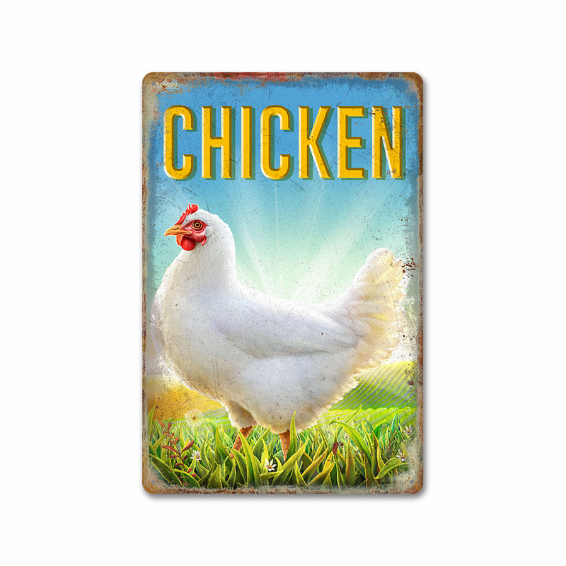 lusailstore - Chicken and fresh eggs metal sign