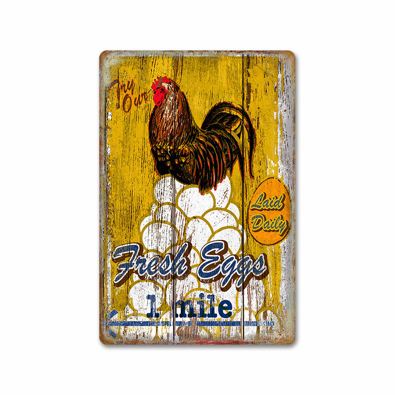 lusailstore - Chicken and fresh eggs metal sign