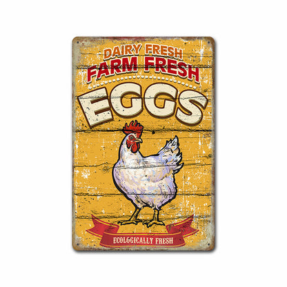 lusailstore - Chicken and fresh eggs metal sign