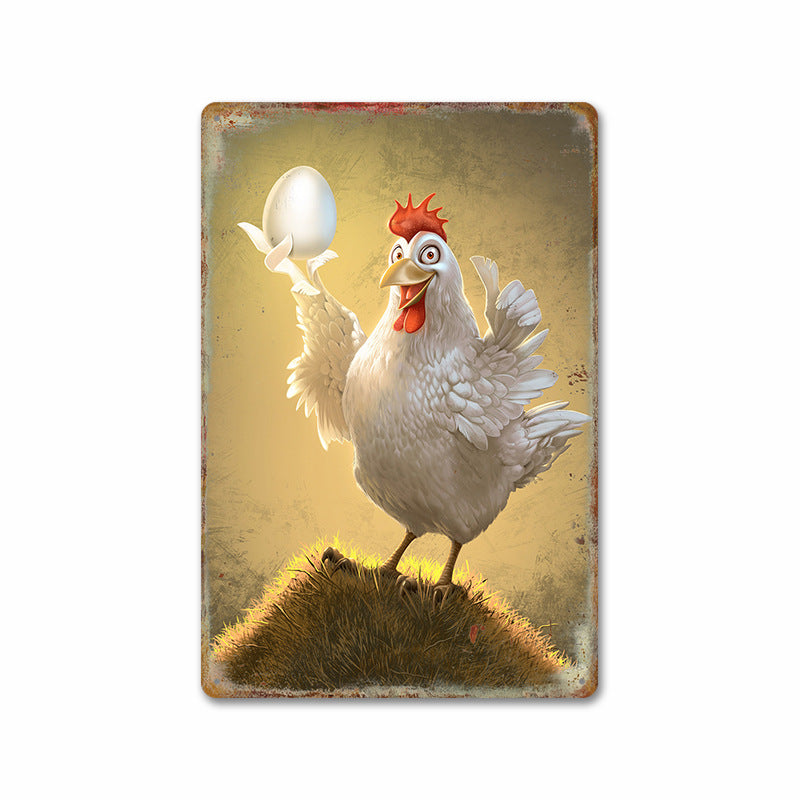 lusailstore - Chicken and fresh eggs metal sign