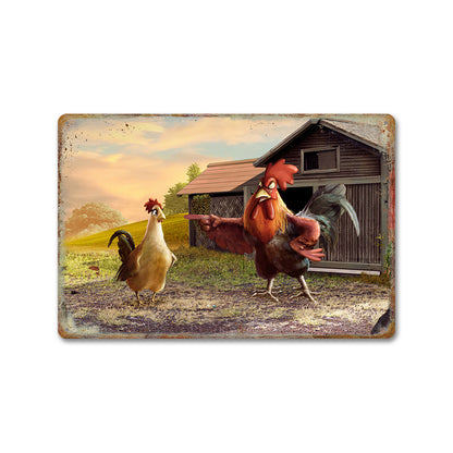 lusailstore - Chicken and fresh eggs metal sign