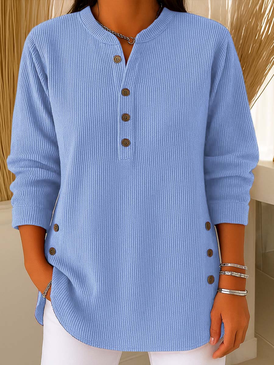 lusailstore -  Women's Solid Color Crew Neck Long Sleeve Casual Loose Knit Pullover