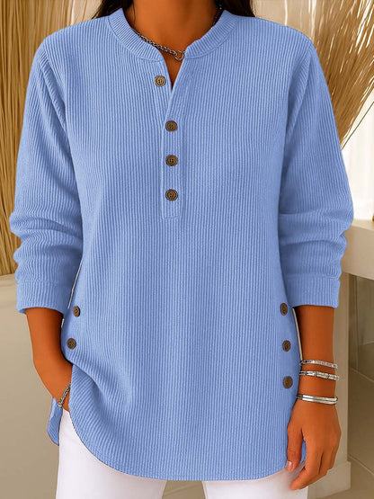 lusailstore -  Women's Solid Color Crew Neck Long Sleeve Casual Loose Knit Pullover