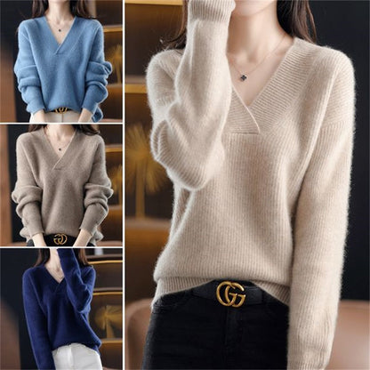 lusailstore-Women's V-neck Cashmere Sweater