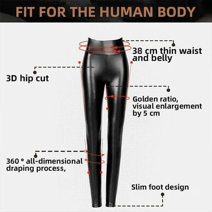 lusailstore - S-shaped PU Leather Leggings