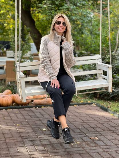 lusailstore -Women's knitted patchwork jacket