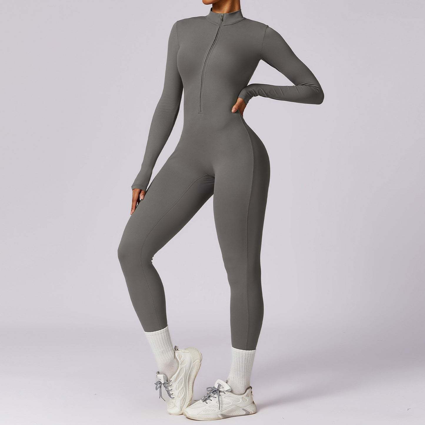 lusailstore - zippered nude bodysuit