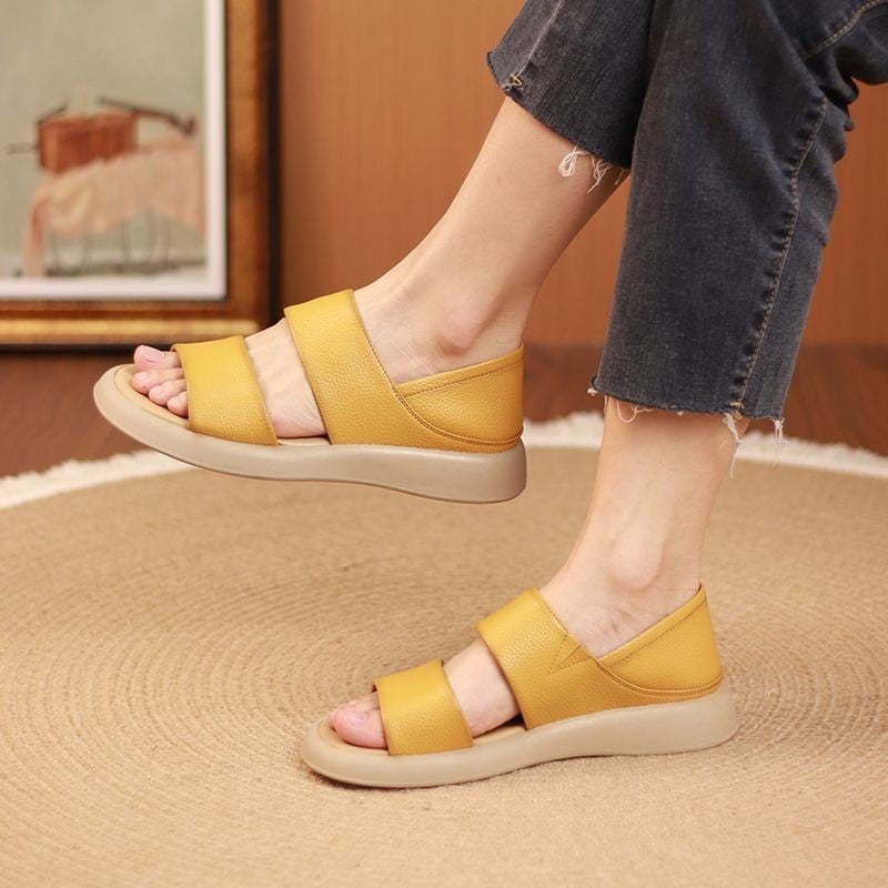 lusailstore- New Thick Soled Women's Fashionable Leather Sandals