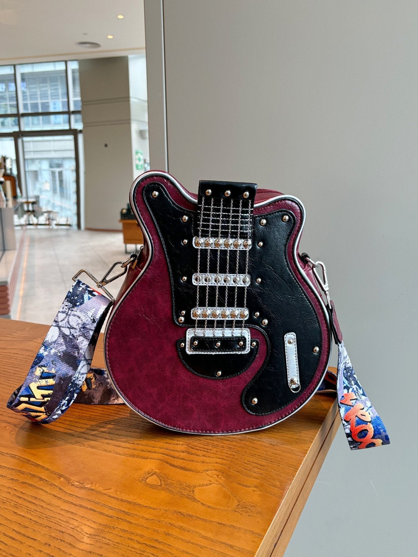 lusailstore - Guitar Shaped Crossbody Shoulder Bag