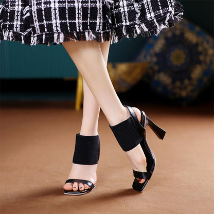 lusailstore-Square Toe High Heeled Sandal