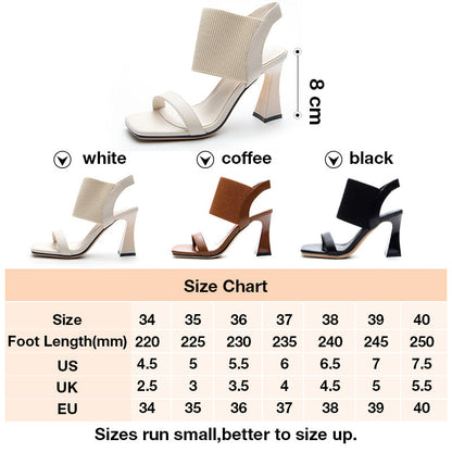 lusailstore-Square Toe High Heeled Sandal