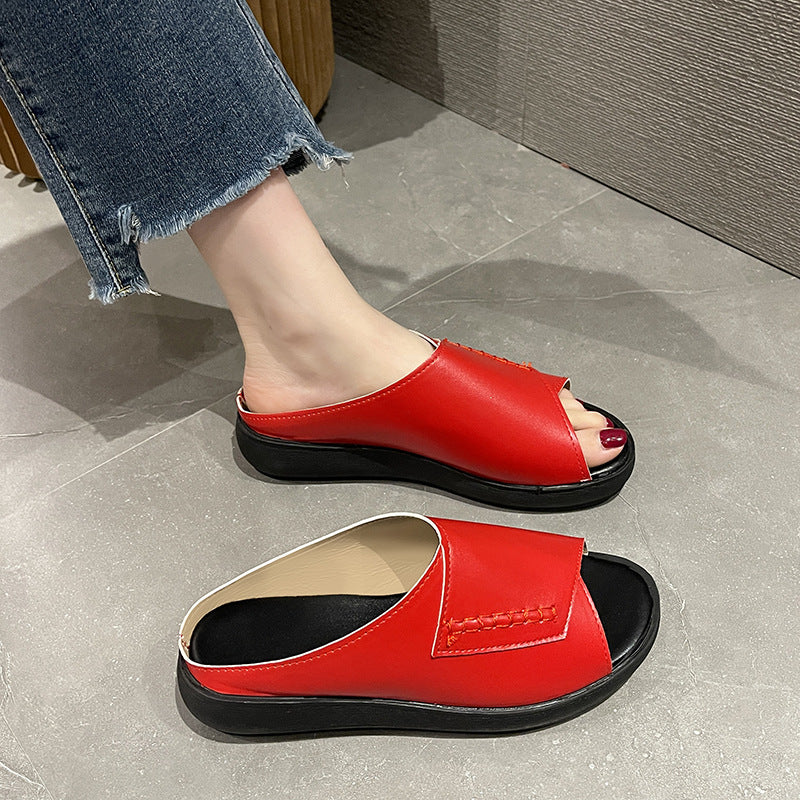 lusailstore- Women's New Thick-Bottomed Fish Mouth Slippers