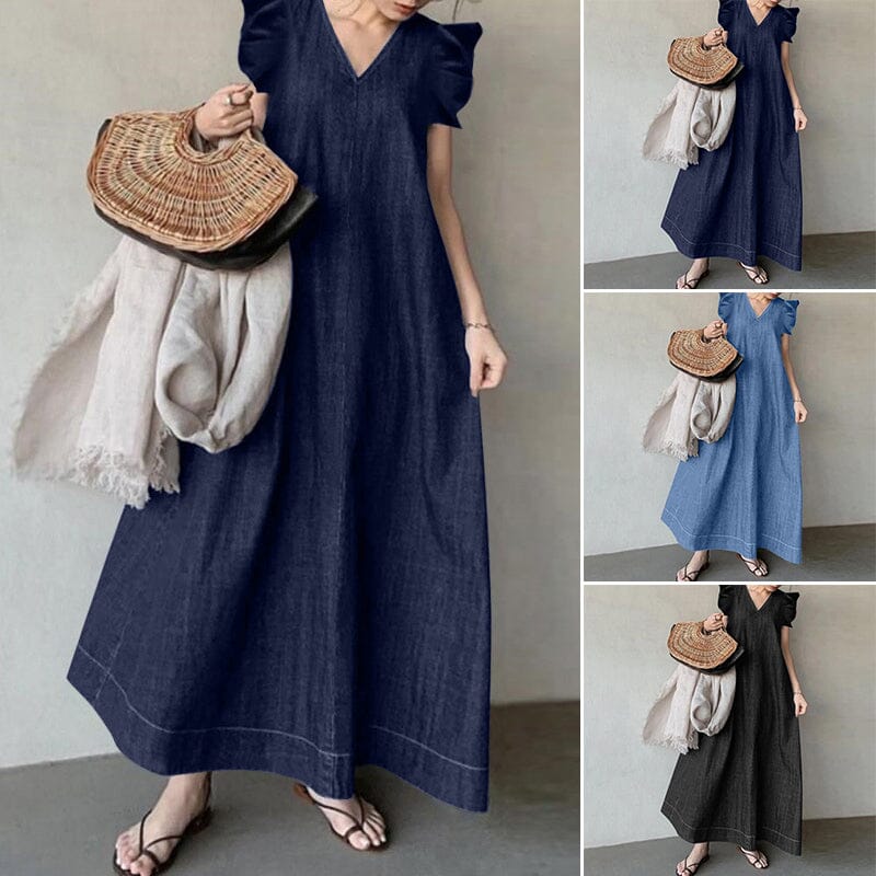 💃Huge Sale 53% OFF🔥Denim V-neck Long Dress