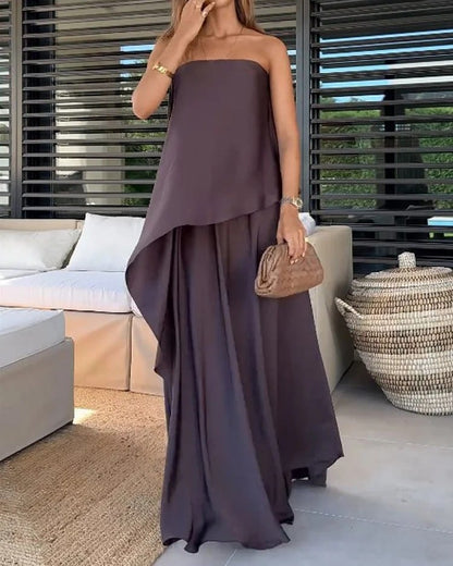 lusailstore -  Elegant sleeveless tube-top dress