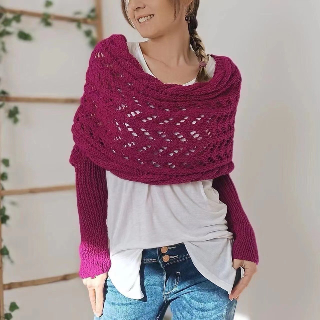 lusailstore - Knitted Wrap Shrugs For Women