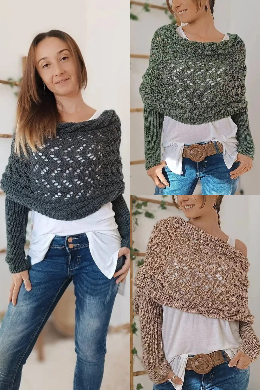 lusailstore - Knitted Wrap Shrugs For Women