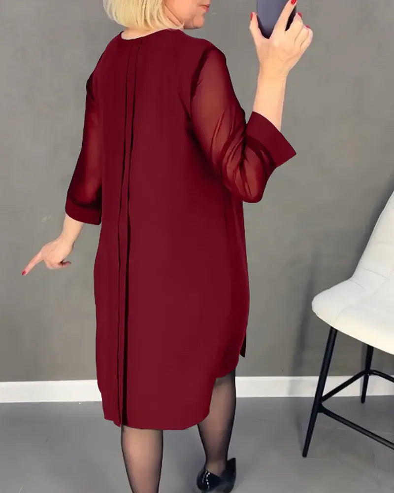 lusailstore - New Straight Medium Sleeve Dress