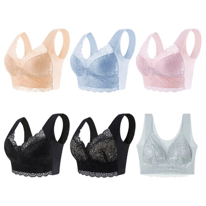 lusailstore - Gather Beautiful Back Lace Bra Without Steel Ring